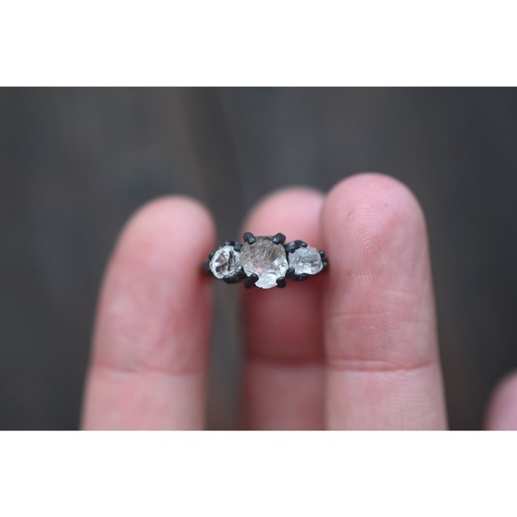 Raw Quartz Engagement Ring Rough Gemstone Jewelry Natural Uncut Quartz - Picture 1 of 7